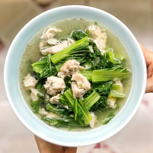 canh cải bẹ xanh nấu thác lác